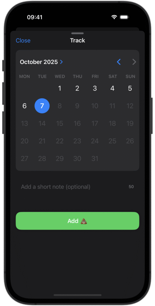 Simple Poo: Tracking Screen